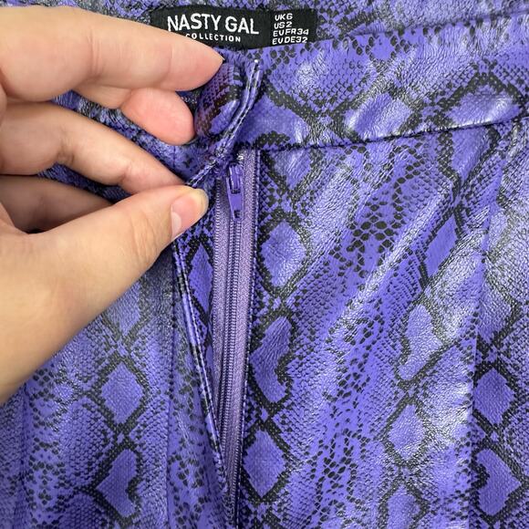 Nasty Gal Purple Faux Leather Snake Skin High Waist Pants Size 2 - Picture 5 of 11